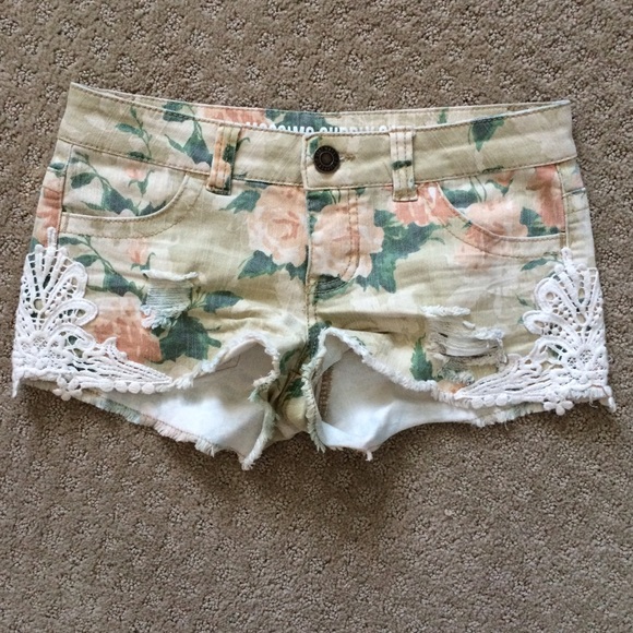 Distressed Floral Shorts