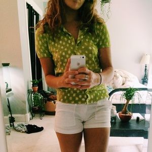 lime green polka dotted LOFT cardigan!