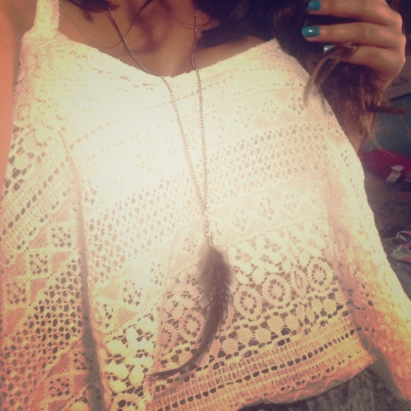 Boho homemade feather necklace(long)🍍🌸