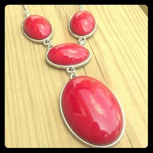 Red statement necklace
