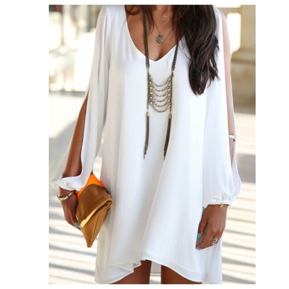 Long sleeve white dress