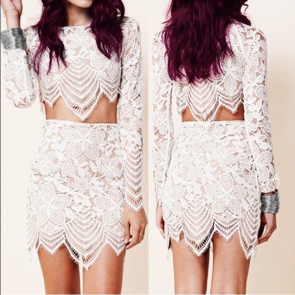 White laced top and skirt