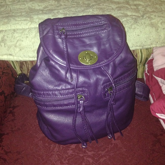 Purple Faux Leather Backpack
