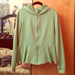 Mint green peplum hoodie