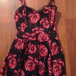Black Melting Roses Spaghetti Strap Dress