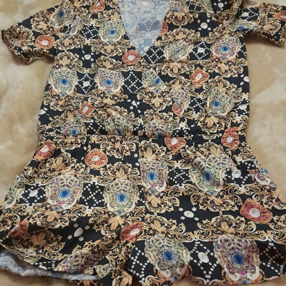 Black and gold romper