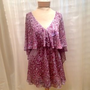 FREE PEOPLE Sparks Fly Chiffon Cape Dress