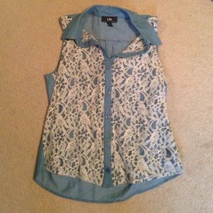 Denim and lace top