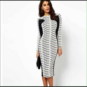 ASOS black and white midi dress