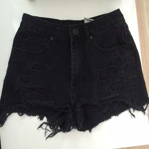 Black Distressed Shorts