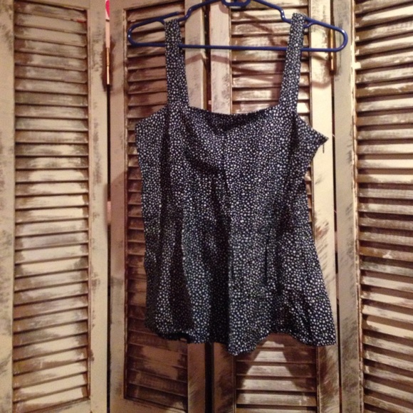 Navy and white dot top
