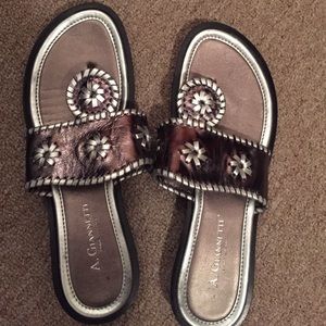 Silver chrome sandals