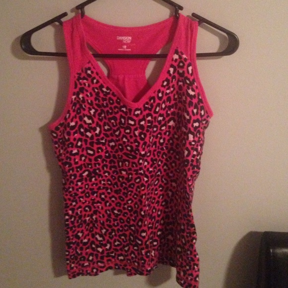 Pink leopard print athletic top