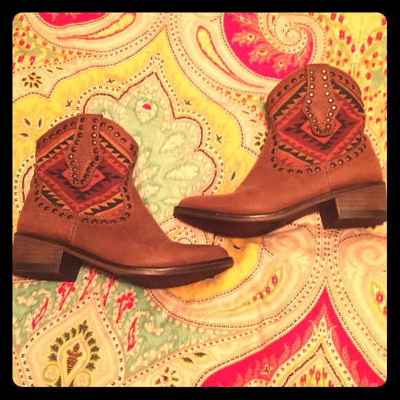 Aztec Leather Booties