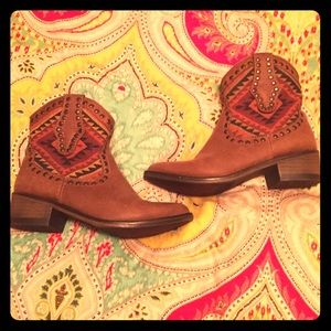 Aztec Leather Booties
