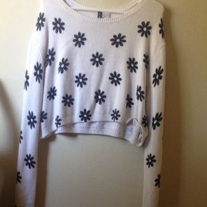 Black and white flower sweater
