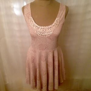 FREE PEOPLE Pink/Beige combo Lace Sleeveless Dress