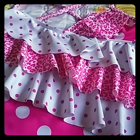 Swimming suit pink and white dots just worn one