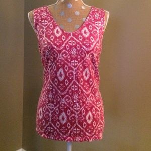 Hot pink & white top, size L