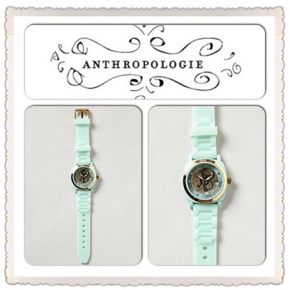 Anthropologie Mint Exposed Gears Viscid Watch