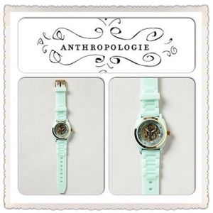 Anthropologie Mint Exposed Gears Viscid Watch