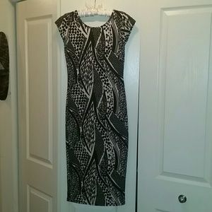 Black & Cream Knee Length Dress