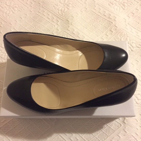 Brand New Black Leather Wedges