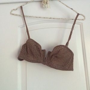 free people light brown lace bra