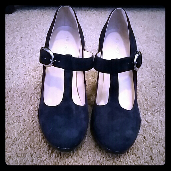 Navy Blue, 4 inch heels, WITH SILVER BUCKLE