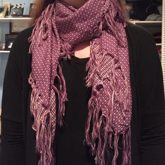 Purple, lightweight, fringe scarf