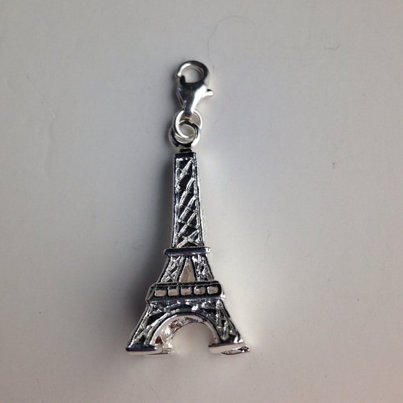 Silver Eiffel Tower Charm 1 3/4" Long New