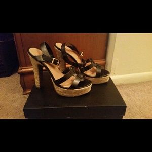 Black & Wheat 4" Sandals