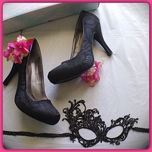 Black Lace Overlay Heels
