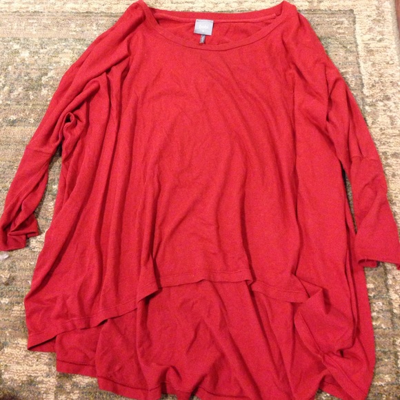 Bobi Red 3/4 Sleeve Top