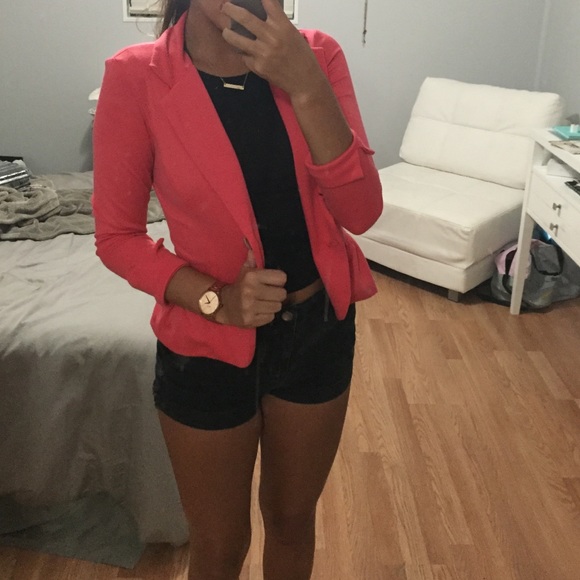 Hot pink fitted blazer