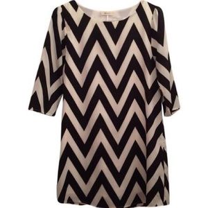 Everly Black and White Chevron Dress