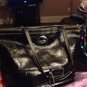 Black patent leather Authentic Coach handbag