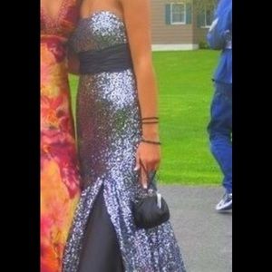 silver Sherri hill prom dress