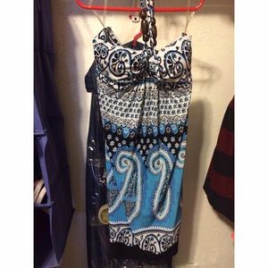 Blue and black sundress / swim suit cover