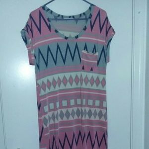 Long pretty light pink and grey summer dress