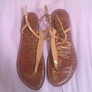 Tan t strap sandal