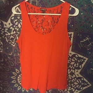 Red express lace back tank
