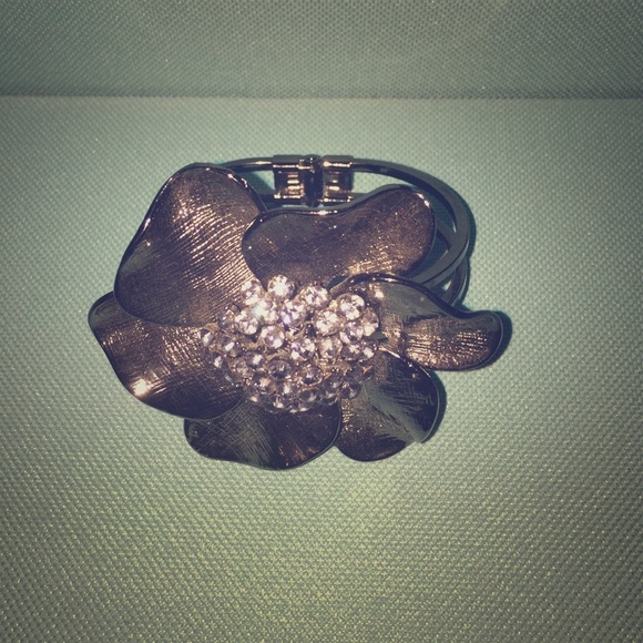 Flower Rhinestone Cuff Bracelet