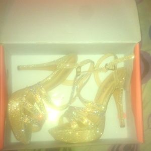 Elegant Nude Shimmer Heels. Worn Only Once