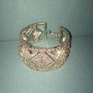 Silver Rhinestone Cuff Bracelet