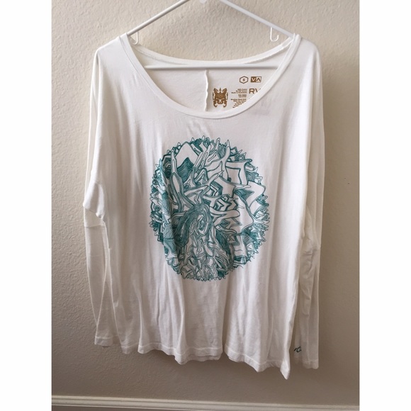 RVCA Long Sleeve White Top with Graphic