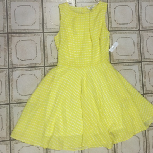 Yellow and white dress