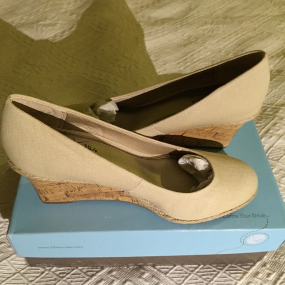 Brand New Nude Canvas Wedge