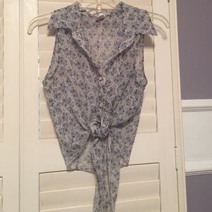 Floral button down crop top