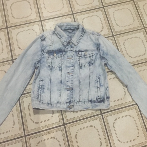 Distressed jean jacket
